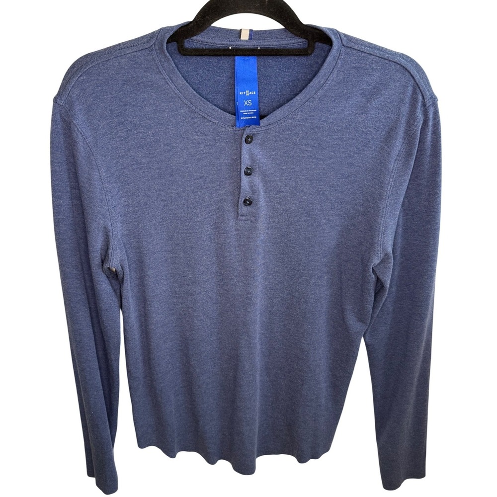 Kit And Ace Blue Long Sleeve Henley Shirt XS Knit Pullover Casual Comfort